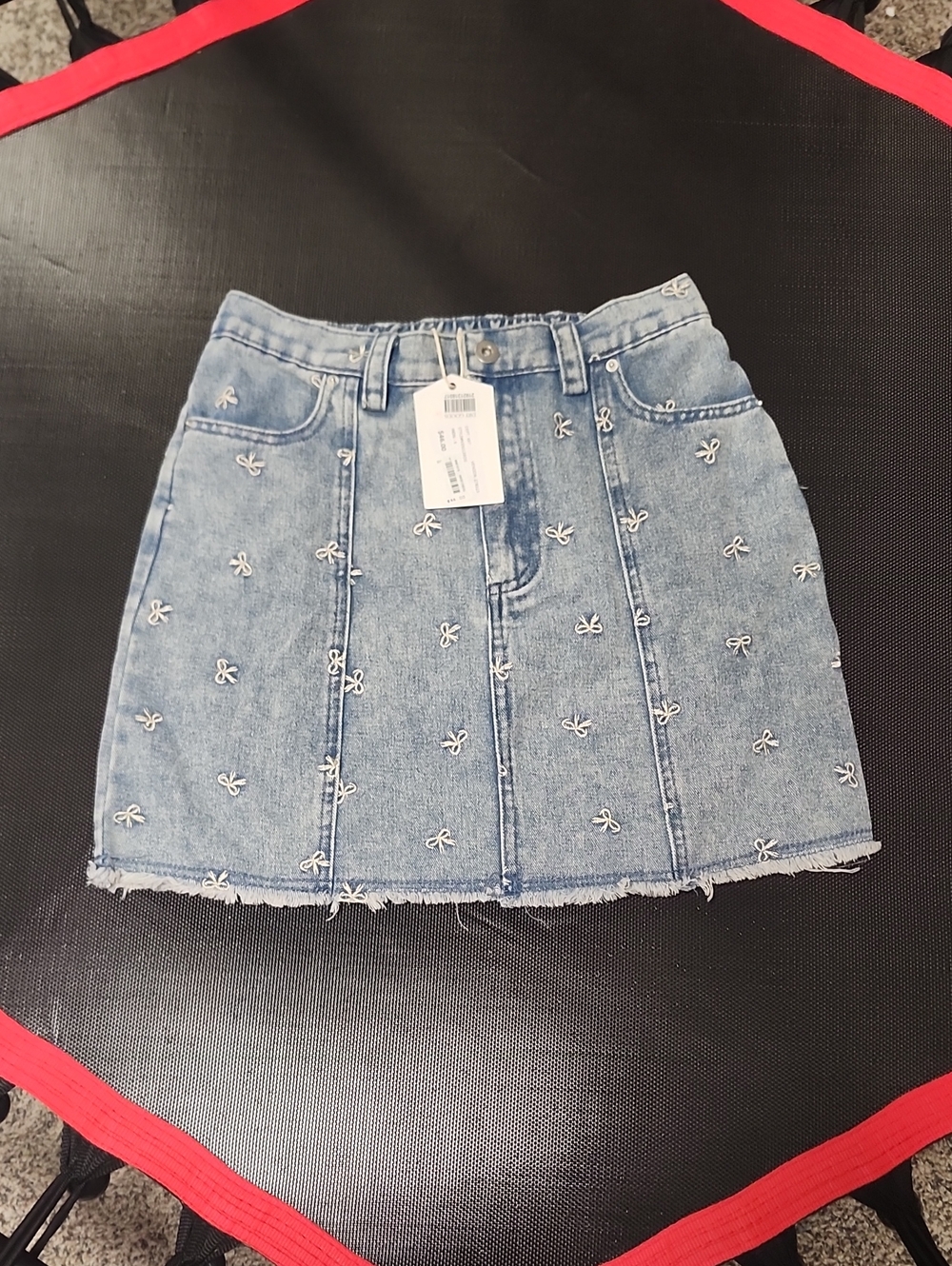 New M Jean Mini Skirt With Bows NWT Size S. #2